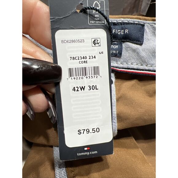 Tommy Hilfiger Th Flex Stretch Pants Brown Tan Regular-Fit Mens Size 42x30 - Picture 8 of 11